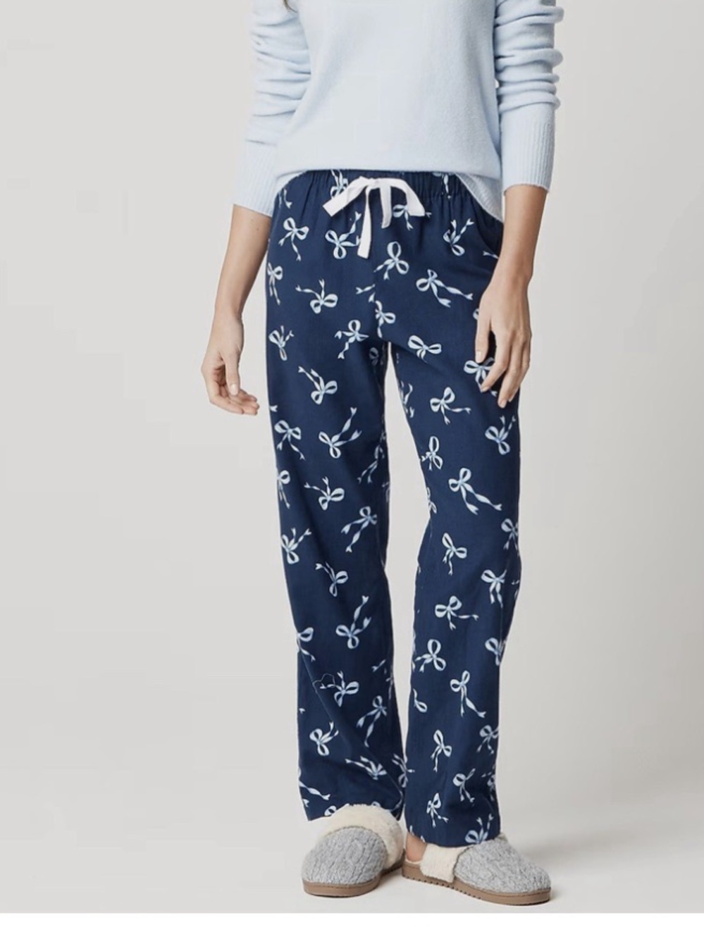 J Crew Flannel Pajama Pants Bow Sz L